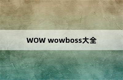 WOW wowboss大全